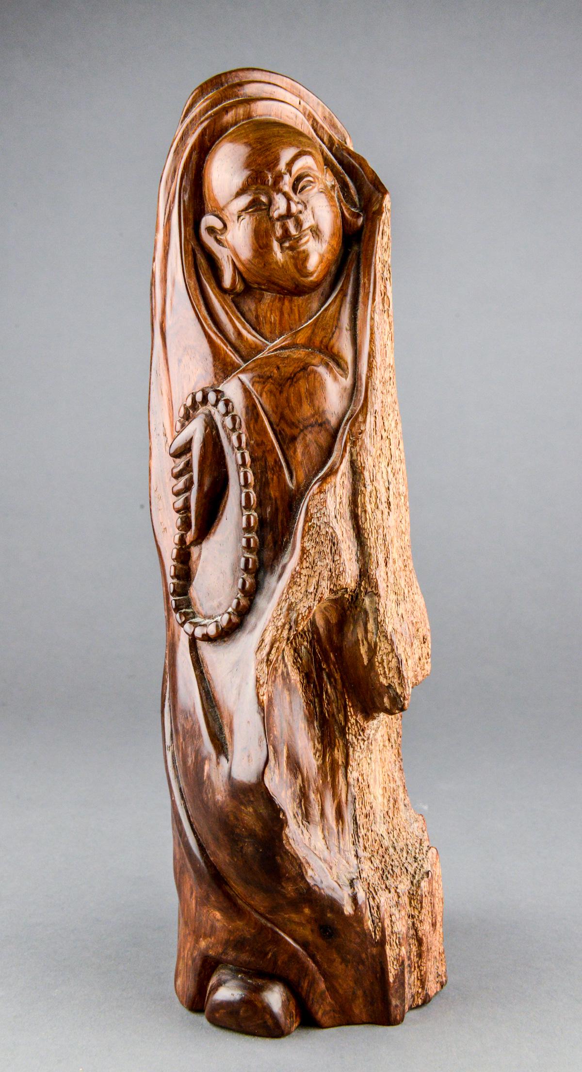 Chinese Huanghuali Wood Carved Buddha Statue (1 of 3)