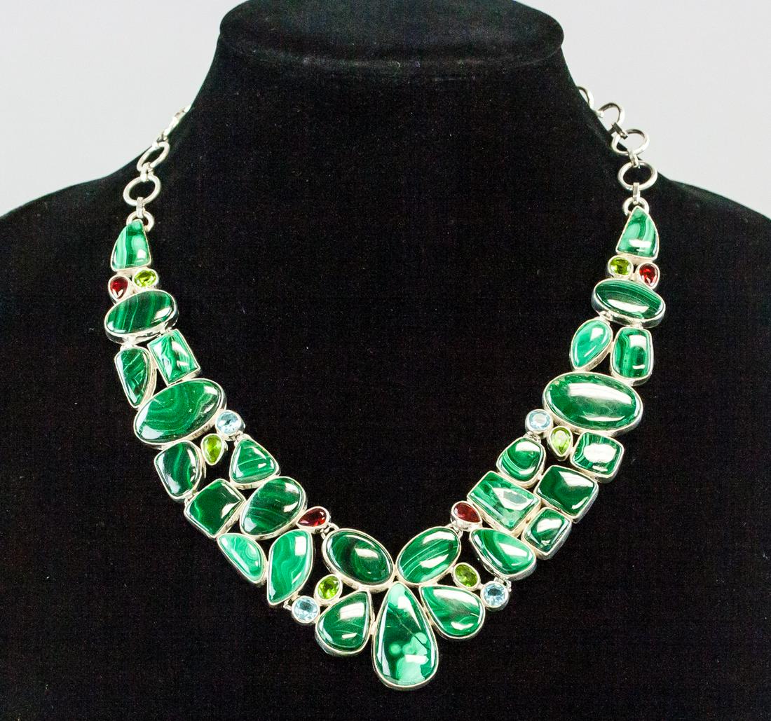 245 Ct Natural Malachite Sterling Silver Necklace (1 of 5)