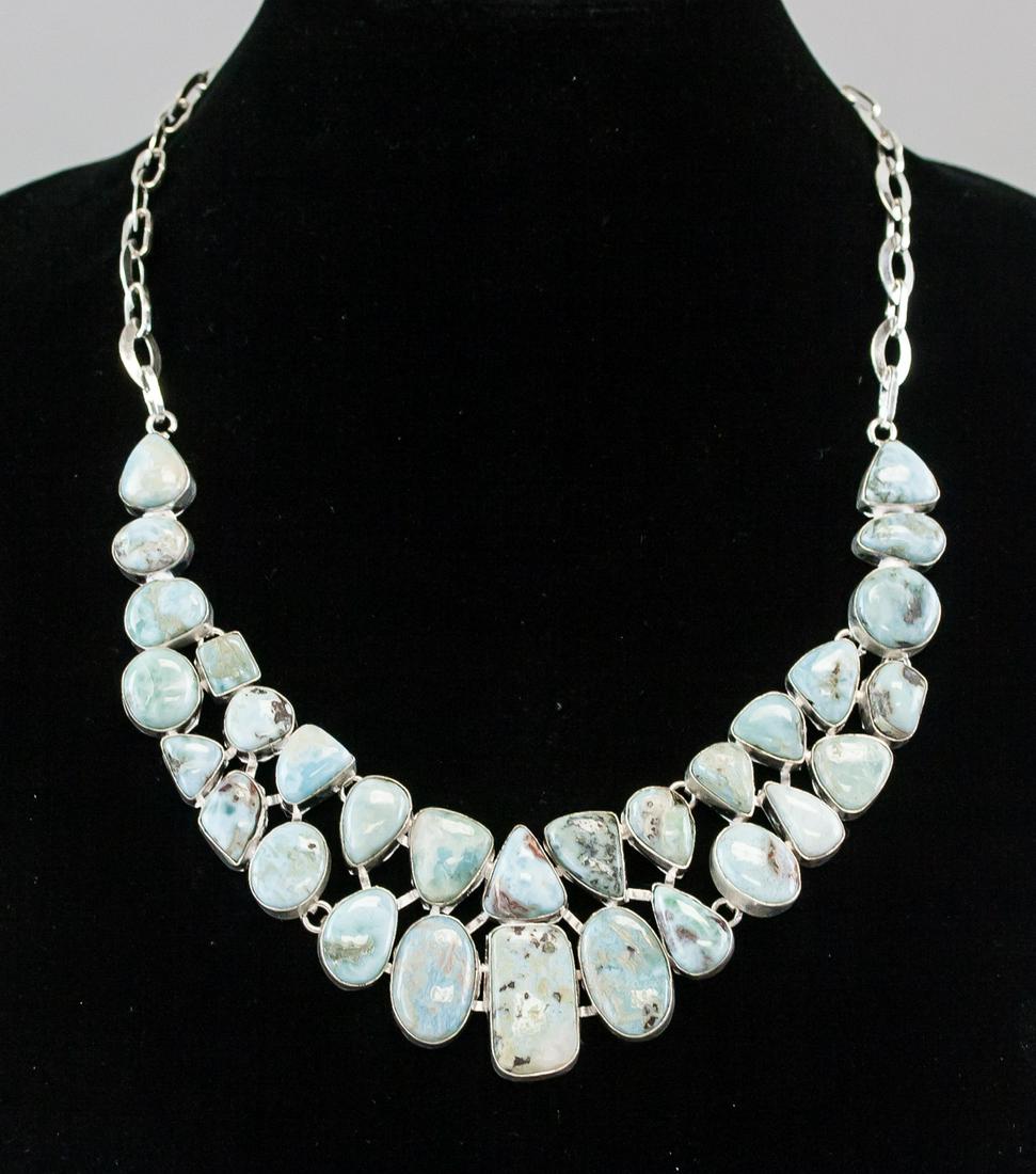 Natural 218 Ct Caribbean Larimar Necklace (1 of 5)