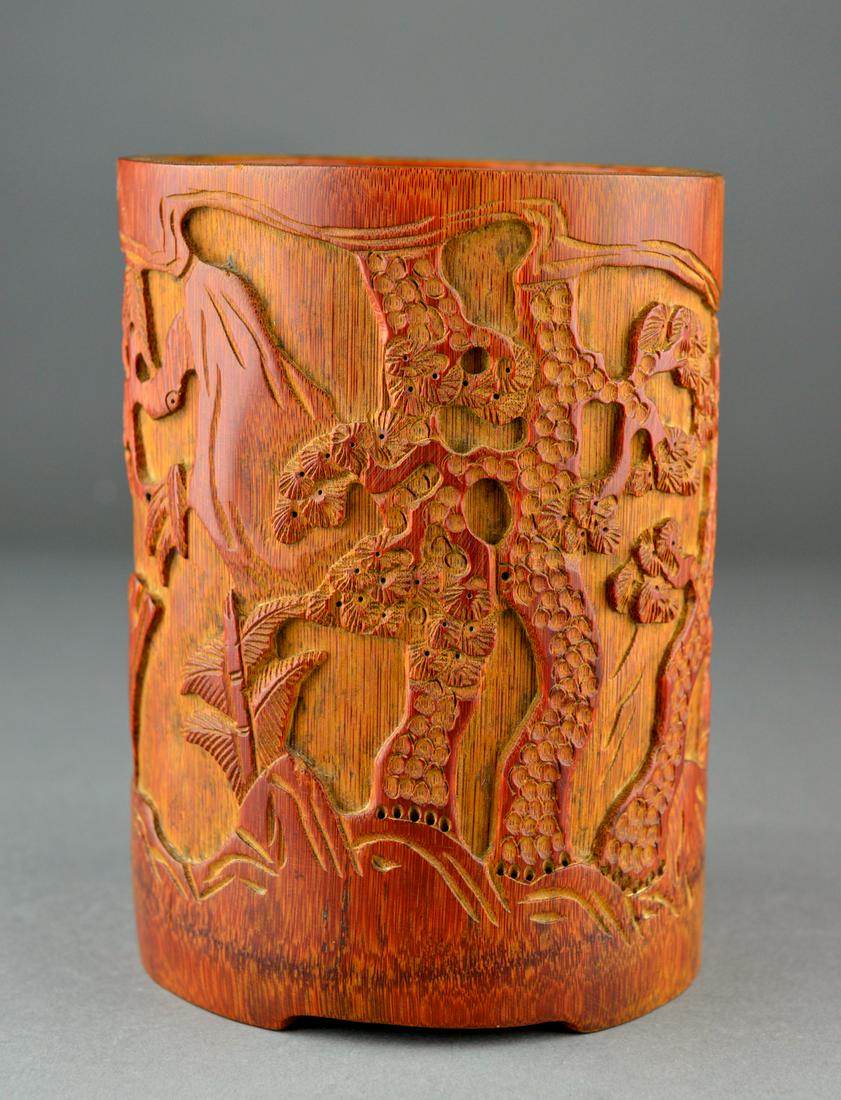 Chinese Bamboo Carved Brush Pot (1 of 5)