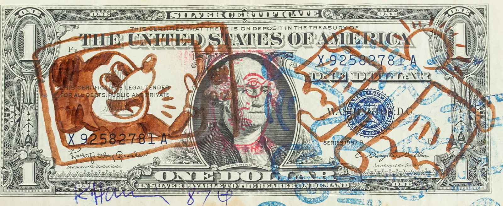 Keith Haring American Pop Mixed Media $1 Bill (1 of 8)