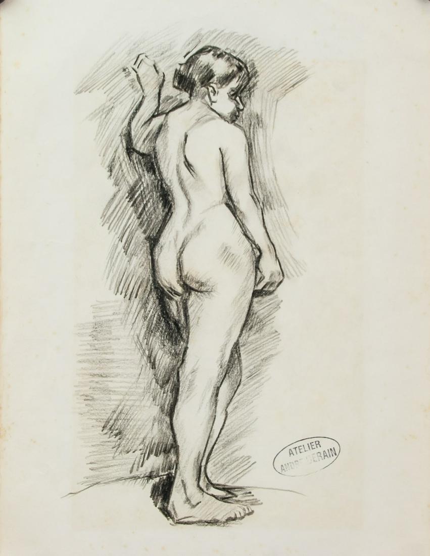 Andre Derain French Modernist Graphite ATELIER: Graphite on paper. Featuring a study of a nude. Signed Derain on the lower right corner. Stamped on the lower right corner, "ATELIER ANDRE DERAIN." Attributed to Andre Derain (1882-1954, French) 20.5