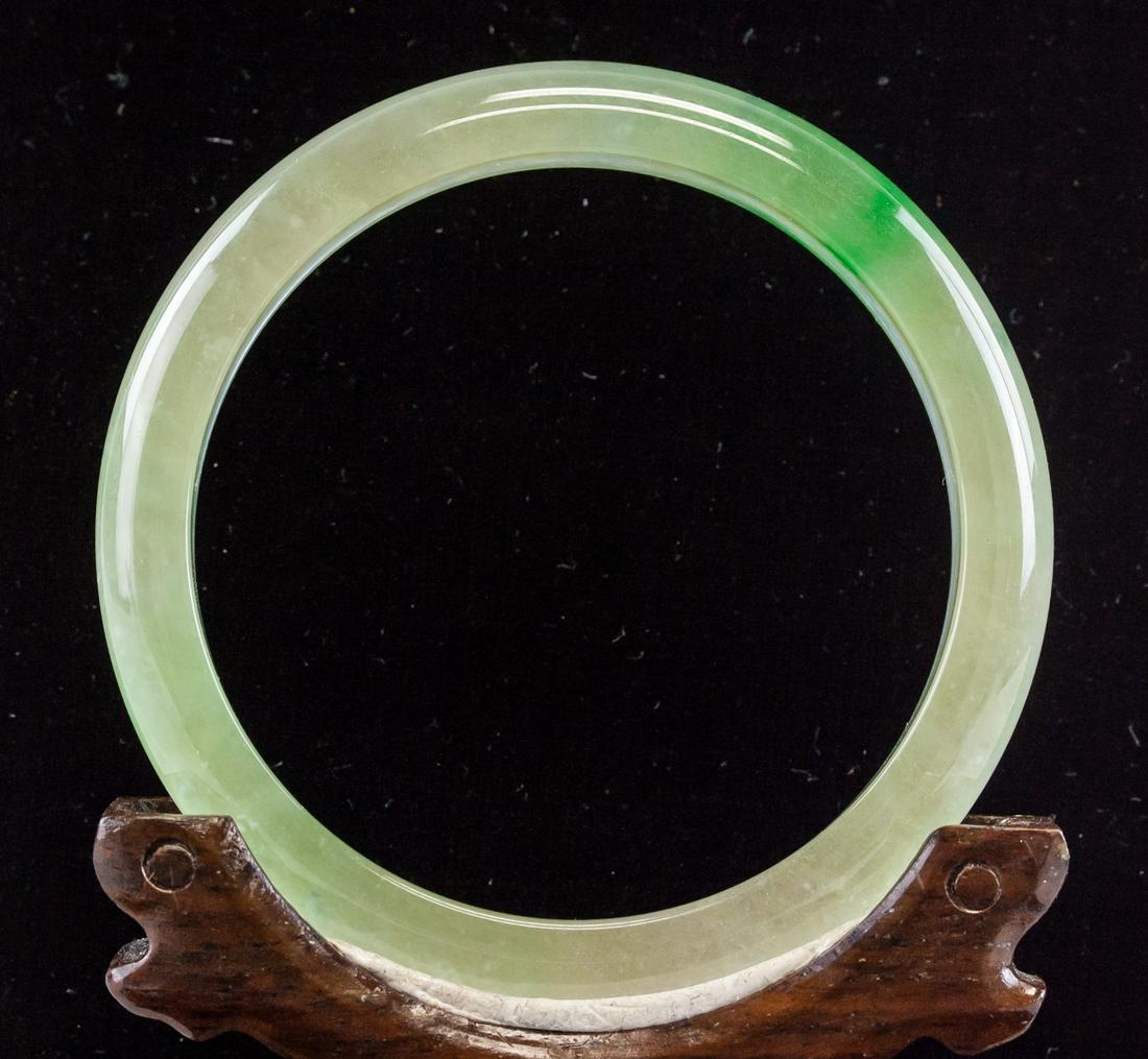 Burma Green Jadeite Carved Bangle (1 of 4)