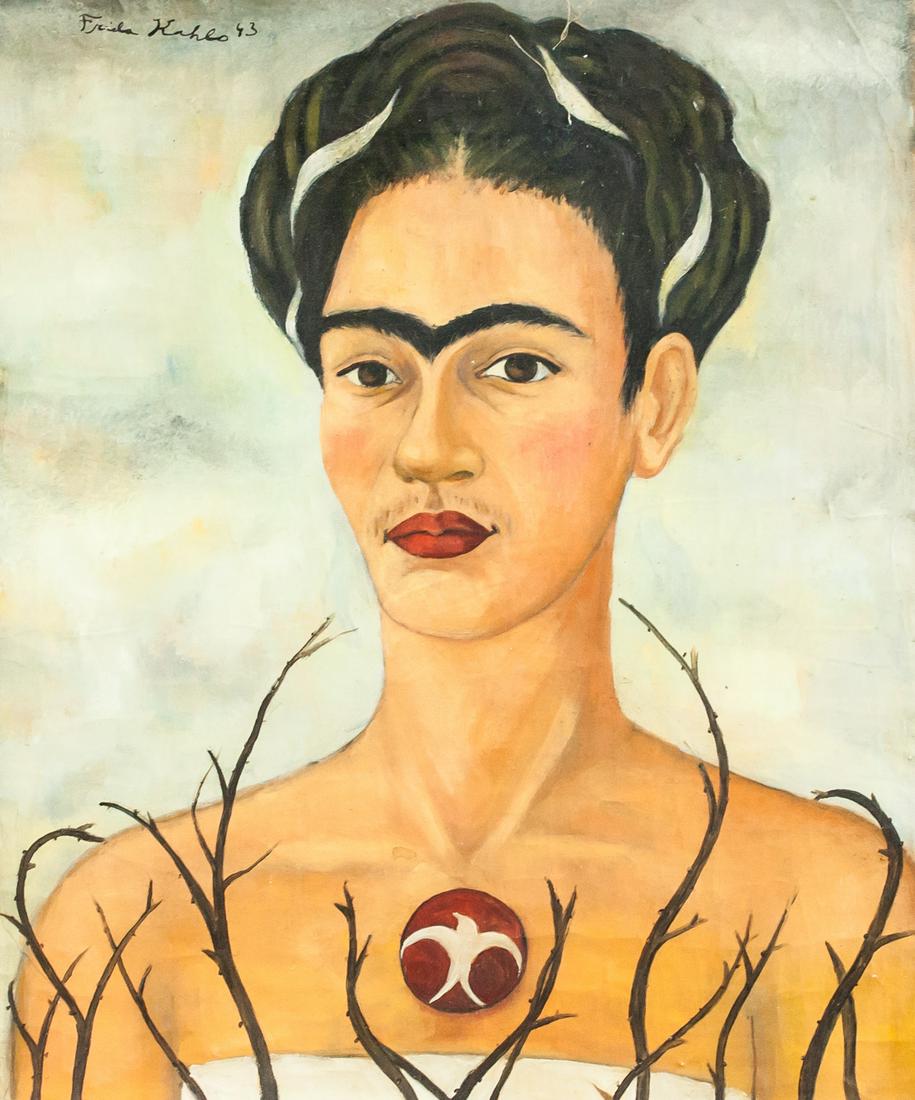 Attr Frida Kahlo Mexican Oil Canvas Self-Portrait (1 of 8)