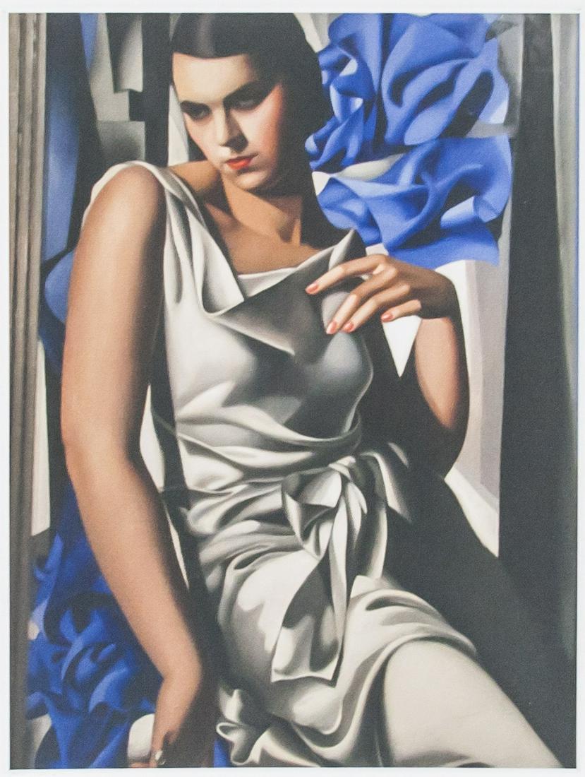 Tamara de Lempicka Polish Signed Linocut 39/100: Linocut on paper. Featuring a portrait of a woman. Signed T de Lempicka and inscribed 39/100 in pencil on the lower left corner. Attributed to Tamara de Lempicka (1898-1980, Polish). Image size: 18.5