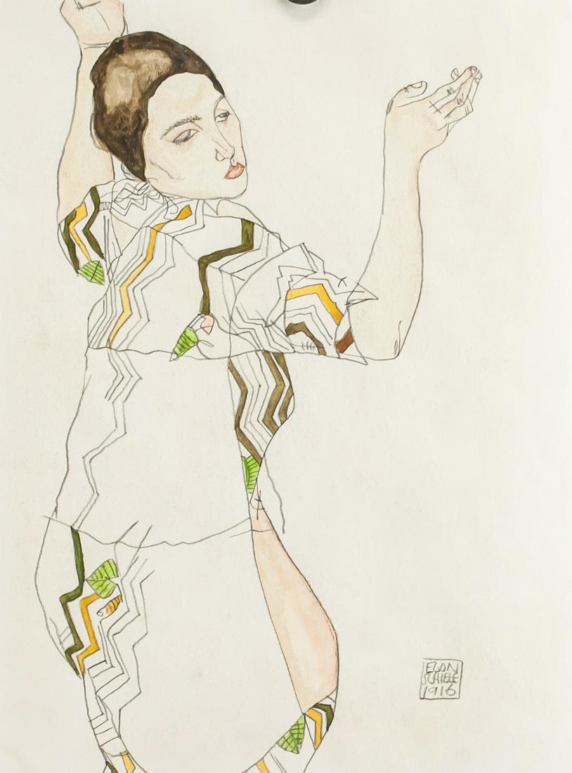 Egon Schiele Austrian Mixed Media on Paper Dec 03, 2020 888