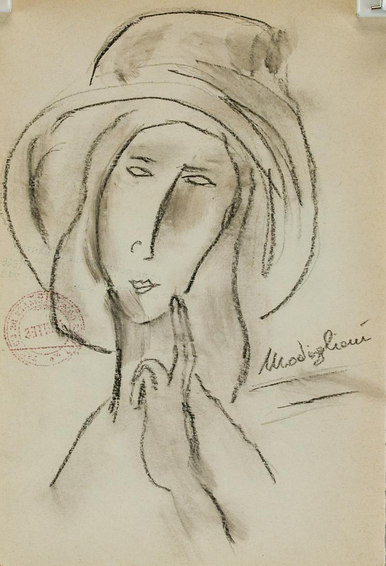 Amedeo Modigliani Italian Cubist Charcoal on Paper (1 of 8)