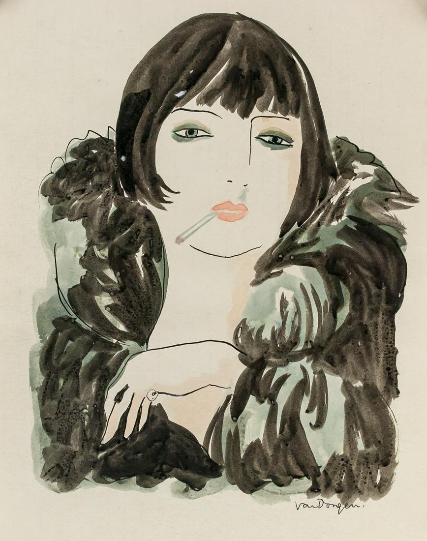 Kees Van Dogan Dutch-French Watercolor on Paper (1 of 5)