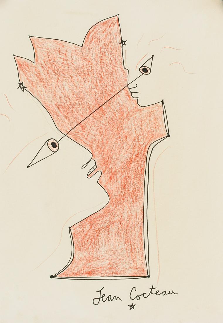 Jean Cocteau French Cubist Mixed Media on Paper (1 of 5)
