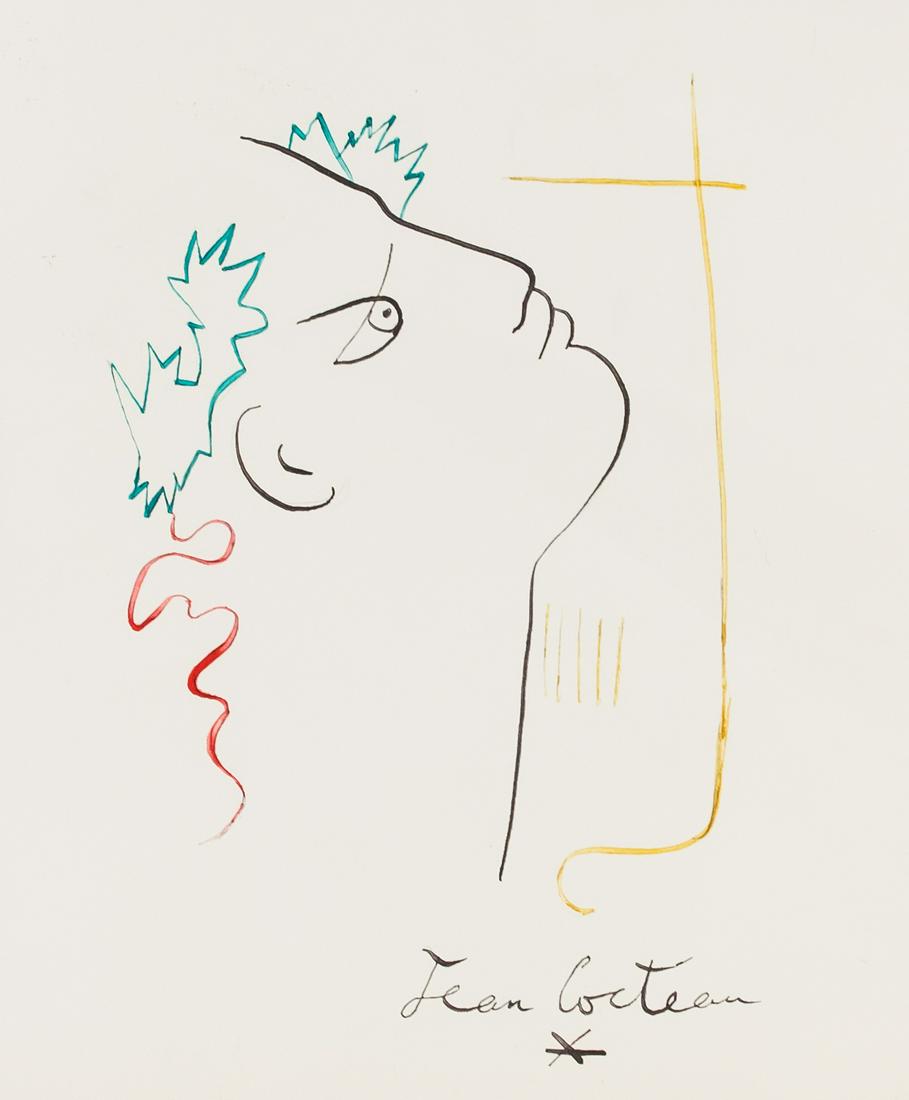Jean Cocteau French Ink on Paper Portrait (1 of 5)