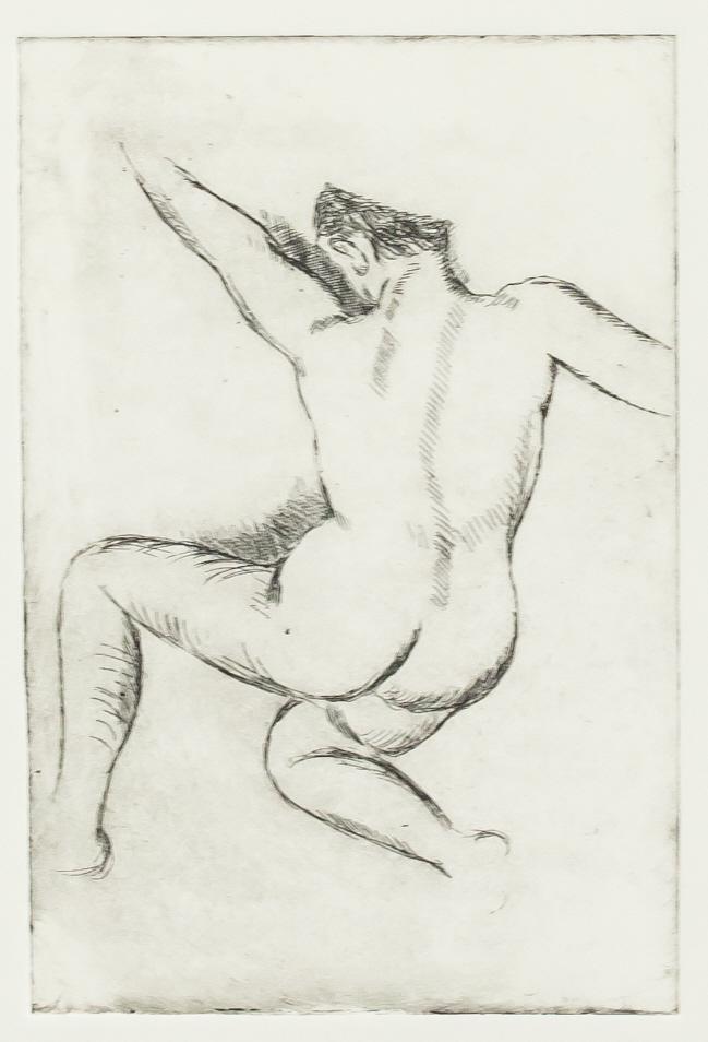 Lucian Freud British Signed Linocut Etching 5/50: Linocut etching on paper. Featuring a nude torse. Signed L.F. and inscribed 5/50 on the lower right and lower left corner, respectively. Chopmark on the lower right corner. Stamped and inscribed faint