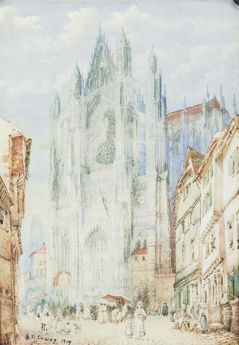 L. S. Lowry British Ink Watercolor on Board (1 of 7)