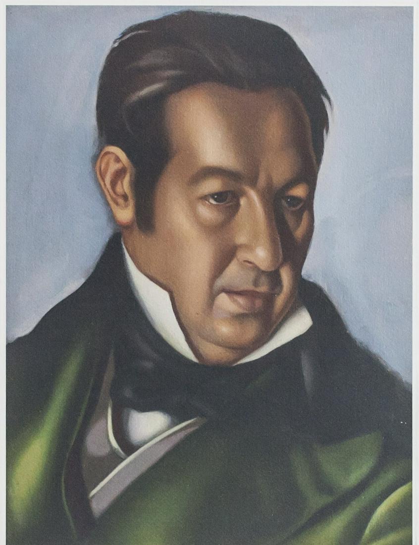 Tamara de Lempicka Polish Signed Litho 37/100: Lithograph on paper. Featuring a portrait of a man. Signed T. de Lempicka and inscribed 37/100 in pencil on the lower left corner. Attributed to Tamara de Lempicka (1898-1980, Polish). Plate size: 19