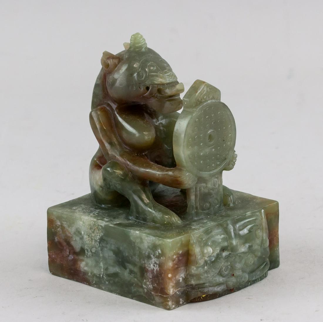 Chinese Green Jade Carved Imperial Seal (1 of 8)