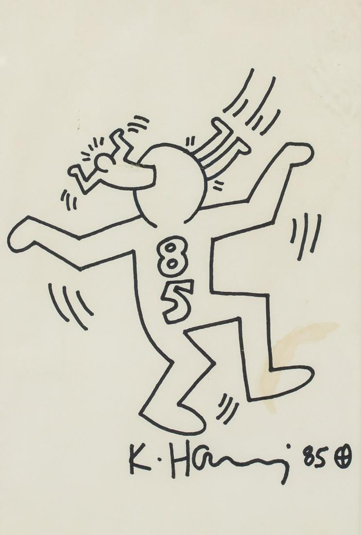 Keith Haring American Pop Mixed Media on Paper "85 (1 of 10)