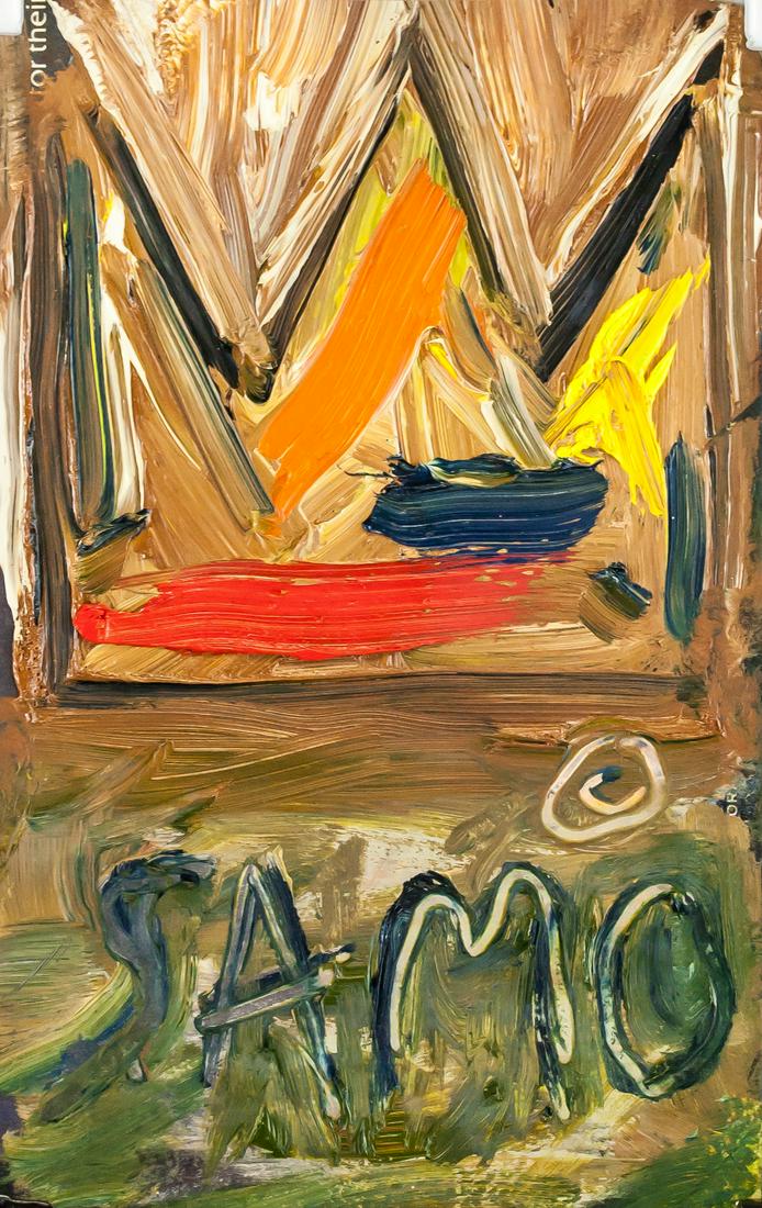 Jean-Michel Basquiat US Neo-Expressionist Mixed: Mixed media on paper. Featuring a crown. Signed SAMO (c) on the lower portion. Signed JBM on verso. Attributed to Jean-Michel Basquiat (1960-1988, American). Accompanied with a letter of provenance. 1