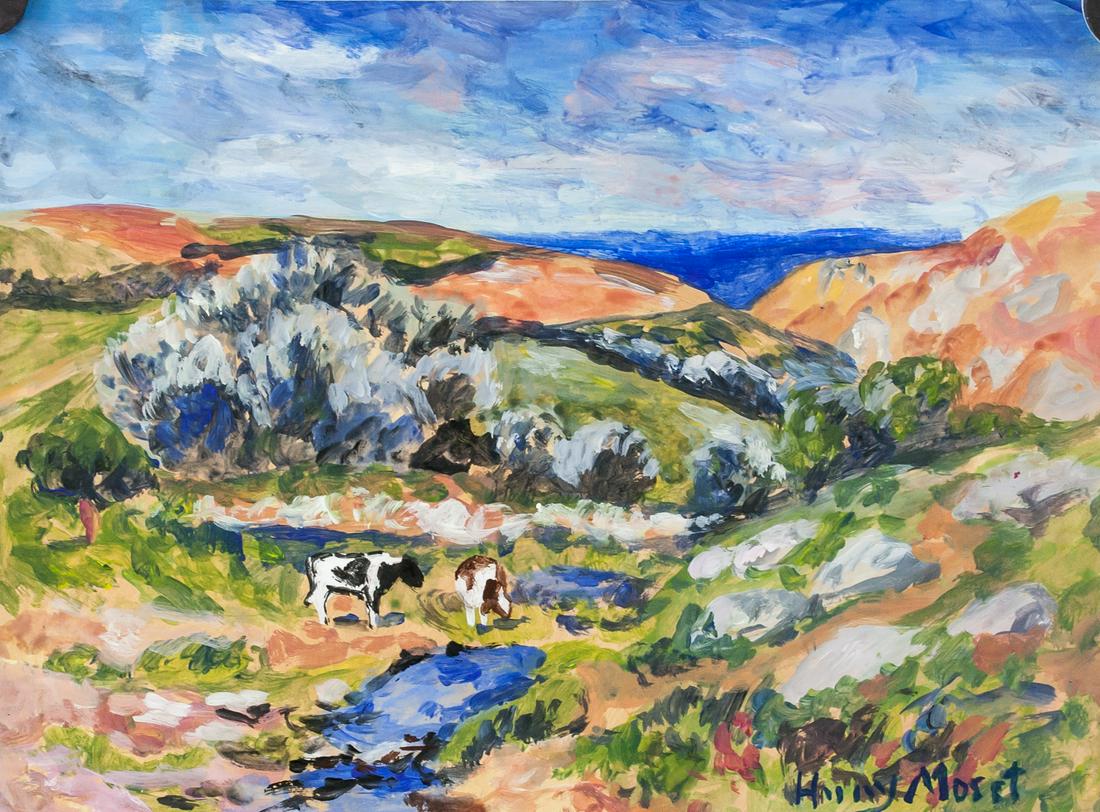 French Modernist Oil on Paper Signed Henry Moret (1 of 7)