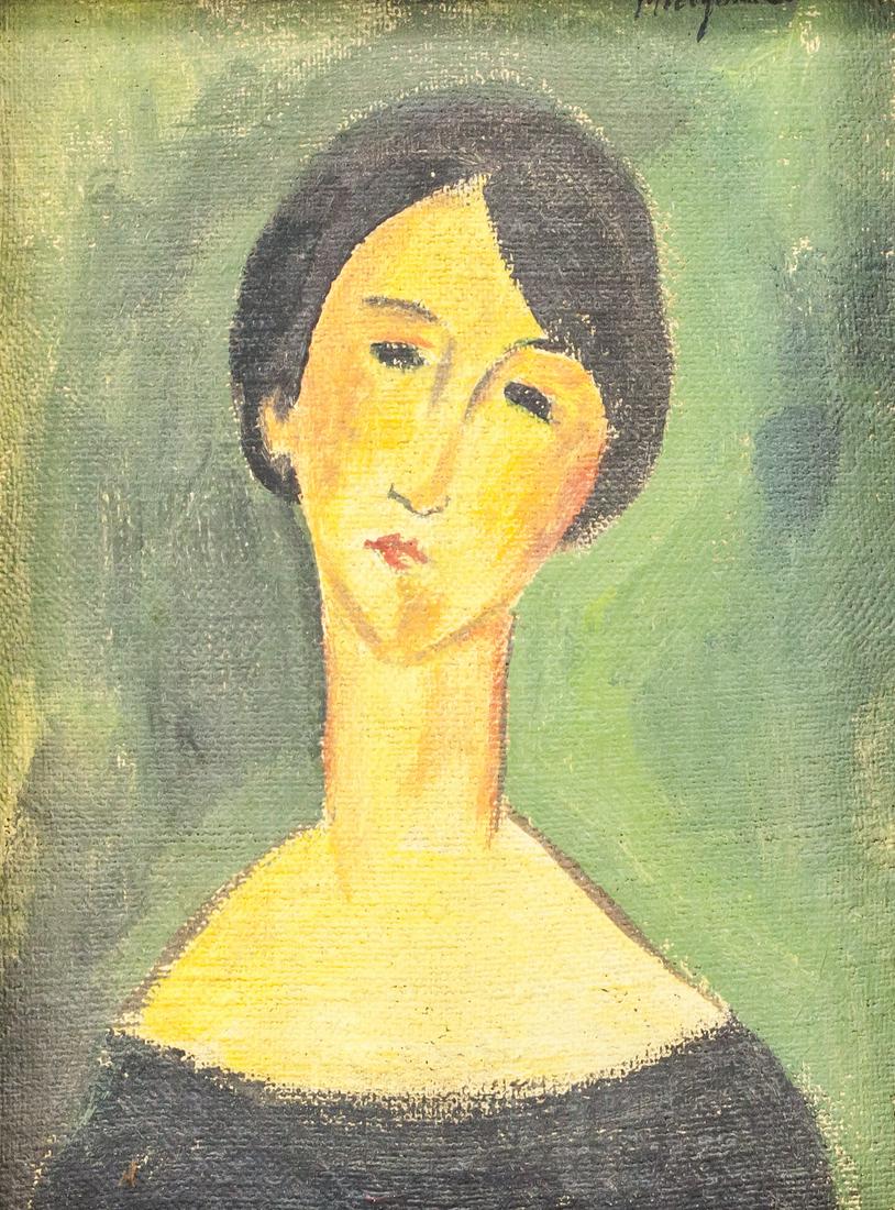 Italian Oil on Canvas Portrait Signed Modigliani (1 of 7)