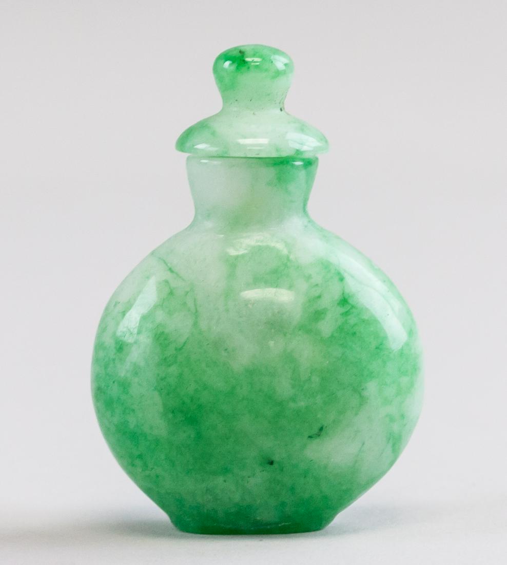Chinese Green Jade Carved Snuff Bottle (1 of 4)