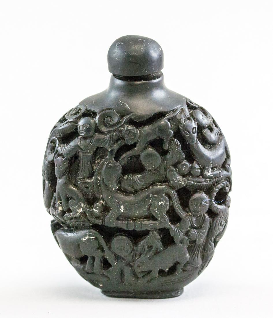 Chinese Openwork Carved Blackwood Snuff Bottle (1 of 5)