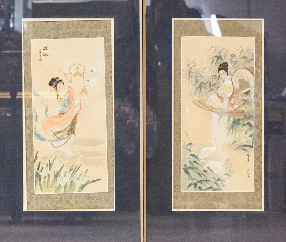 Pair of Framed Chinese Watercolor Paintings (1 of 9)