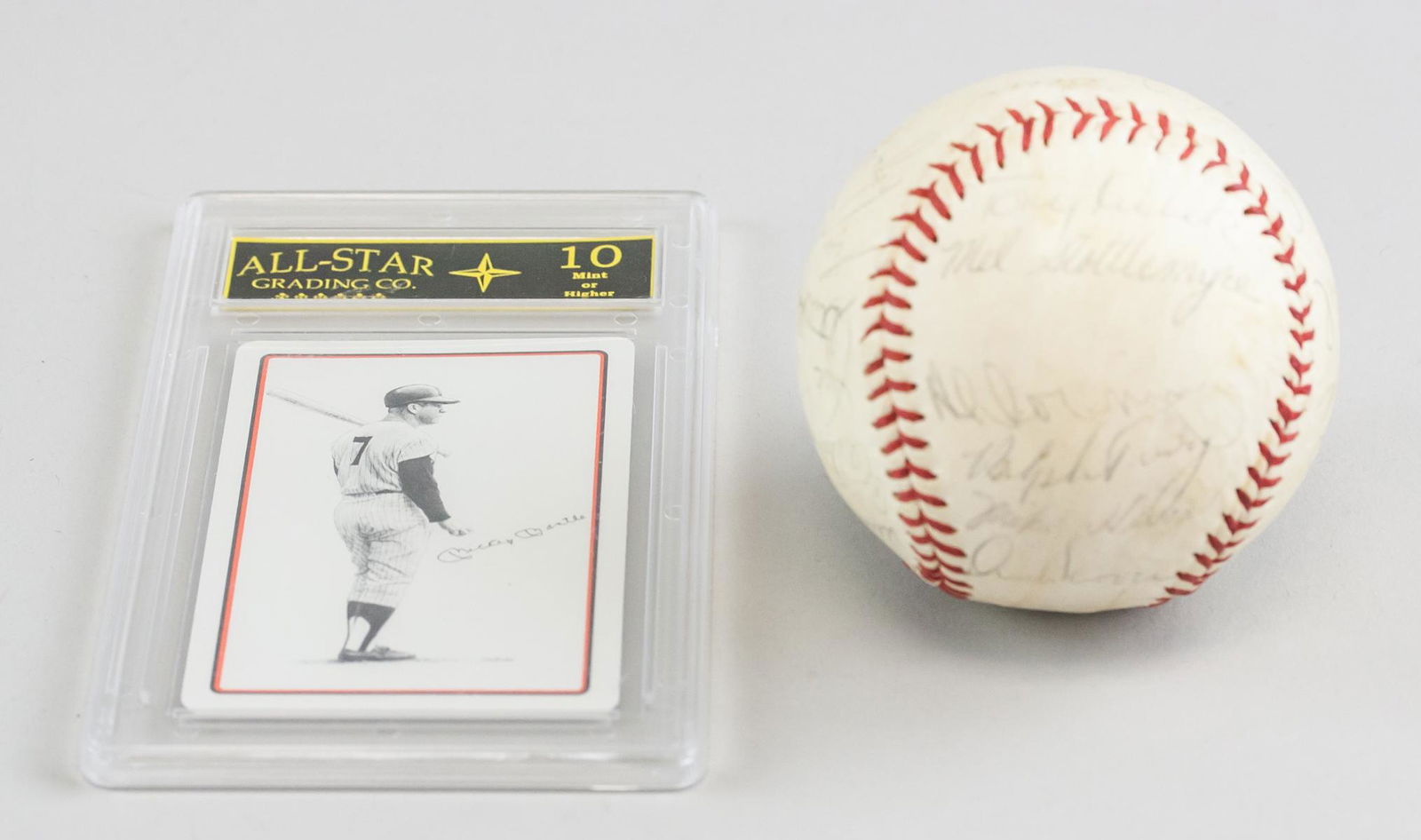 1965 Baseball w/ Playing Card Signed Mickey Mantle (1 of 13)