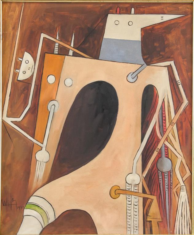 Cuban Modernist Oil on Canvas Signed Wilfredo Lam (1 of 5)