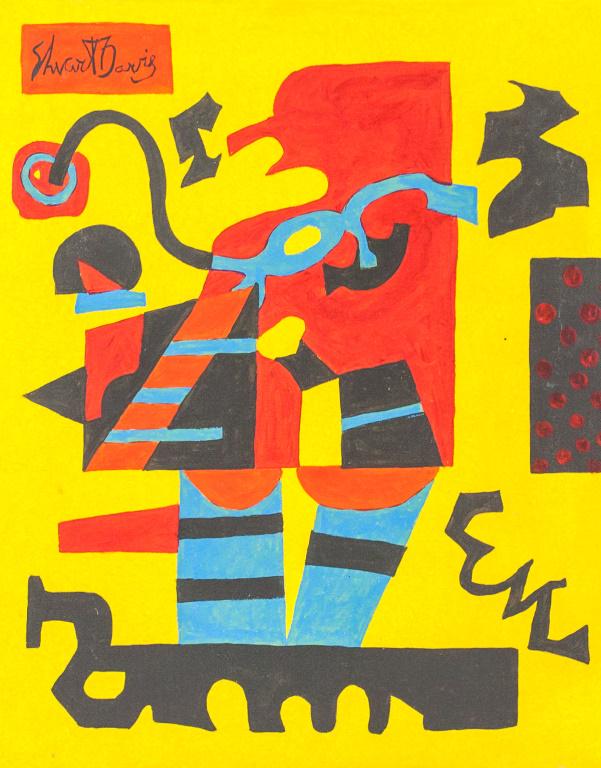 American Oil on Canvas Signed Stuart Davis: Oil on canvas. Featuring an abstract expressionist composition. Signed Stuart Davis on the upper left corner. 48 x 39 cm (19 x 15 inches). Provenance: This lot carries limited provenance from a Southe