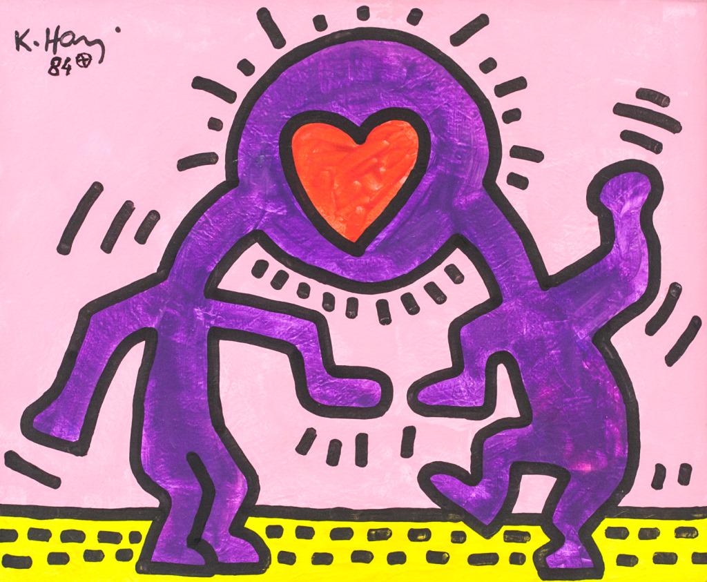 American Acrylic on Canvas Signed K Haring COA (1 of 7)
