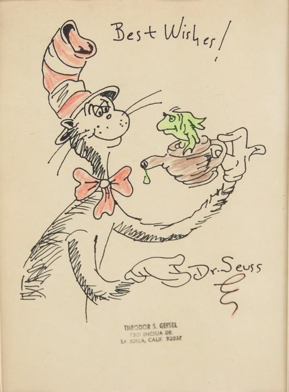 US Pencil on Paper Cat in the Hat Signed Dr. Seuss (1 of 6)