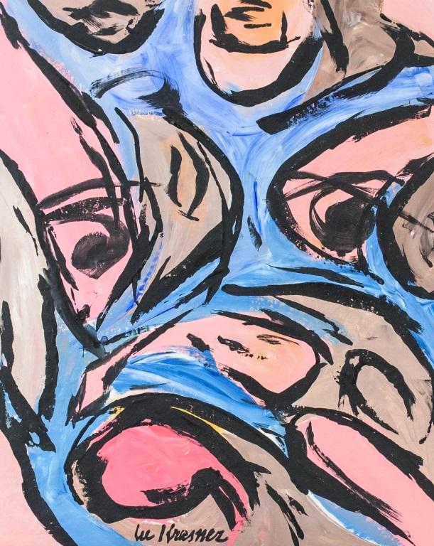 American Abstract Oil on Canvas Signed Lee Krasner: Oil on canvas. Featuring an abstract expressionist composition. Signed Lee Krasner on the lower edge. 56 x 45 cm (22 x 18 inches). Provenance: This lot carries limited provenance from a Southern Ontar