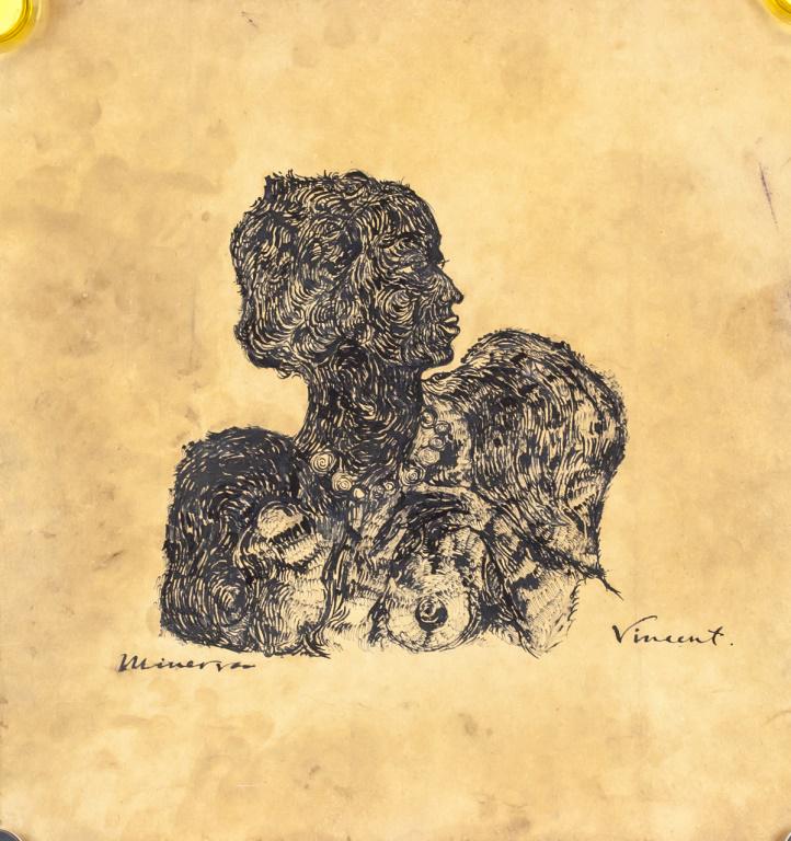 Dutch Ink on Paper Signed Vincent "MR 206" (1 of 9)