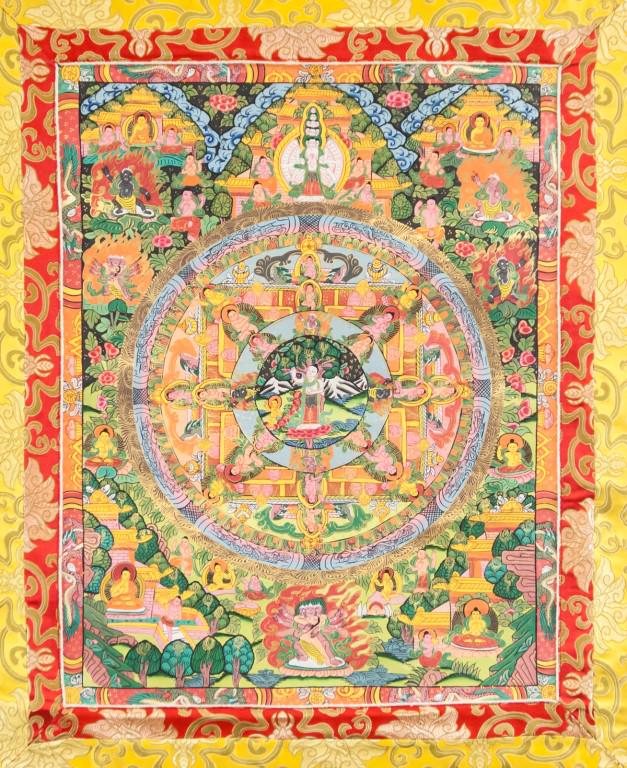 Tibetan Thangka on Red Fabric (1 of 5)