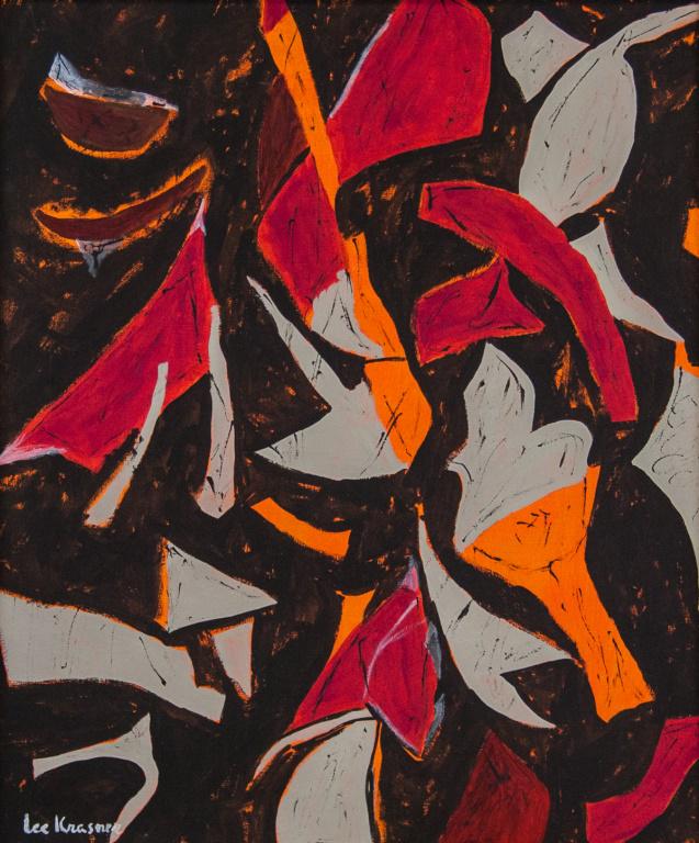 American Acrylic on Canvas Signed Lee Krasner: Acrylic on canvas. Featuring an abstract expressionist composition. Signed Lee Krasner on the lower left corner. Painting: 58 x 48 cm (23 x 19 inches). Frame: 68 x 58 cm (27 x 23 inches)