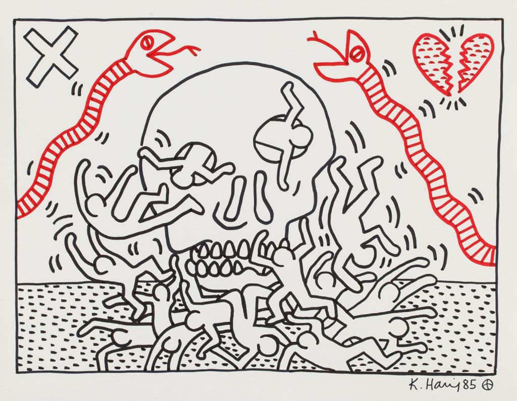 American Ink on Paper Signed K. Haring '85 (1 of 6)