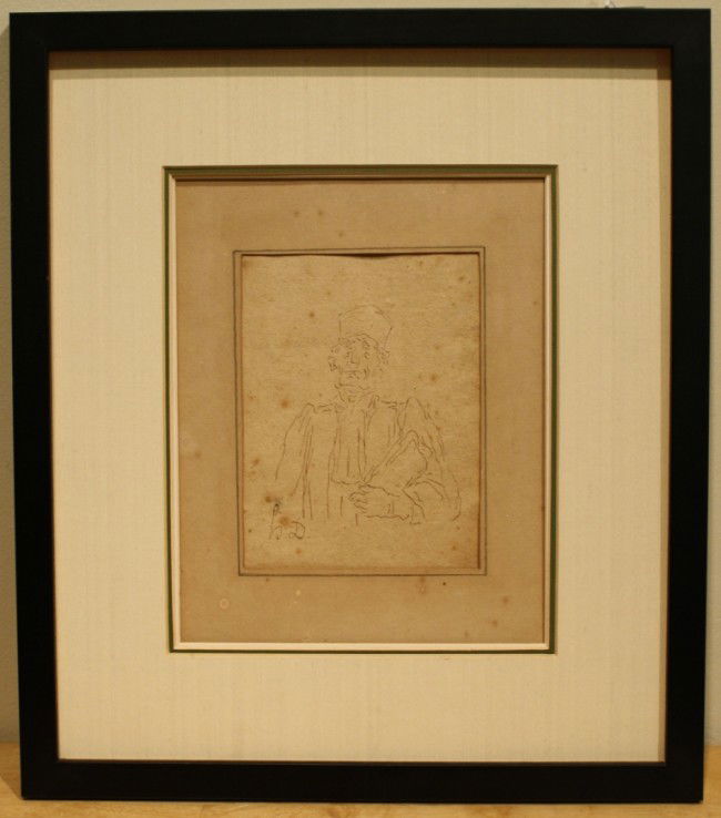 Honore Daumier (1808-1879) Sketch on paper.6.5" x: Honore Daumier (1808-1879) Drawing with pen ink on paper.6.5" x 5"