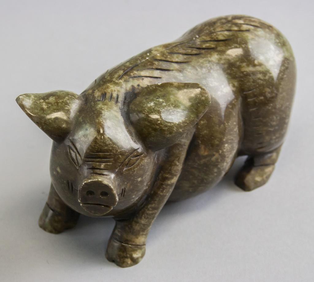 Chinese Carved Jade Happy Pig (1 of 4)