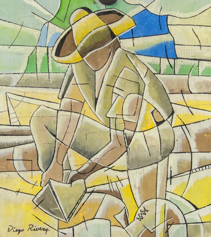 Mexican Oil on Paper Signed Diego Rivera (1 of 6)