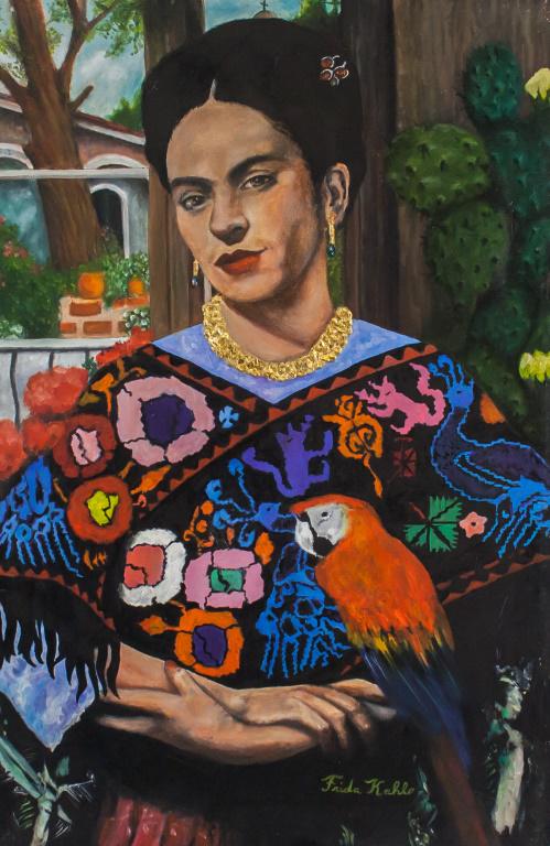 Mexican Mixed Media on Canvas Signed Frida Kahlo (1 of 11)