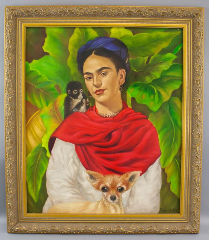 Mexican Oil on Canvas Signed Frida Kahlo (1 of 8)