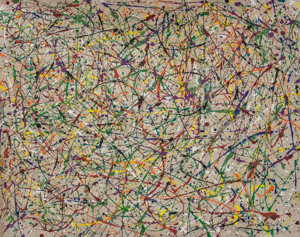 American Abstract Oil on Canvas Signed Pollock (1 of 5)