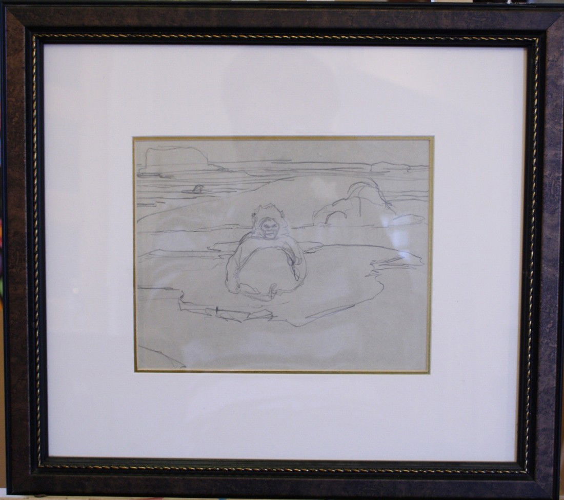Franz Johnston (1884-1990)Canadian Group of Seven: Franz Johnston(1884-1990)Canadian, Group of Seven, pencil sketch, Title : Iggituark, signed on the back.(1940), 7 3/4" X 9 3/4"