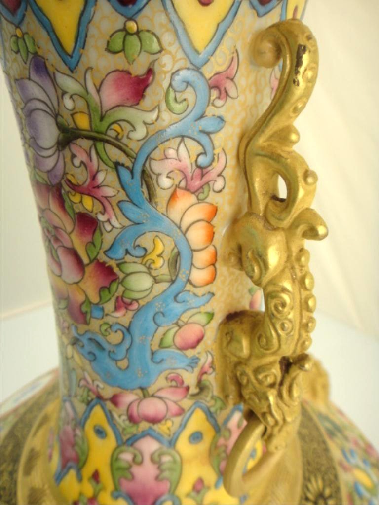 Antique Chinese Famille Rose Gold Gilt Vase - 4