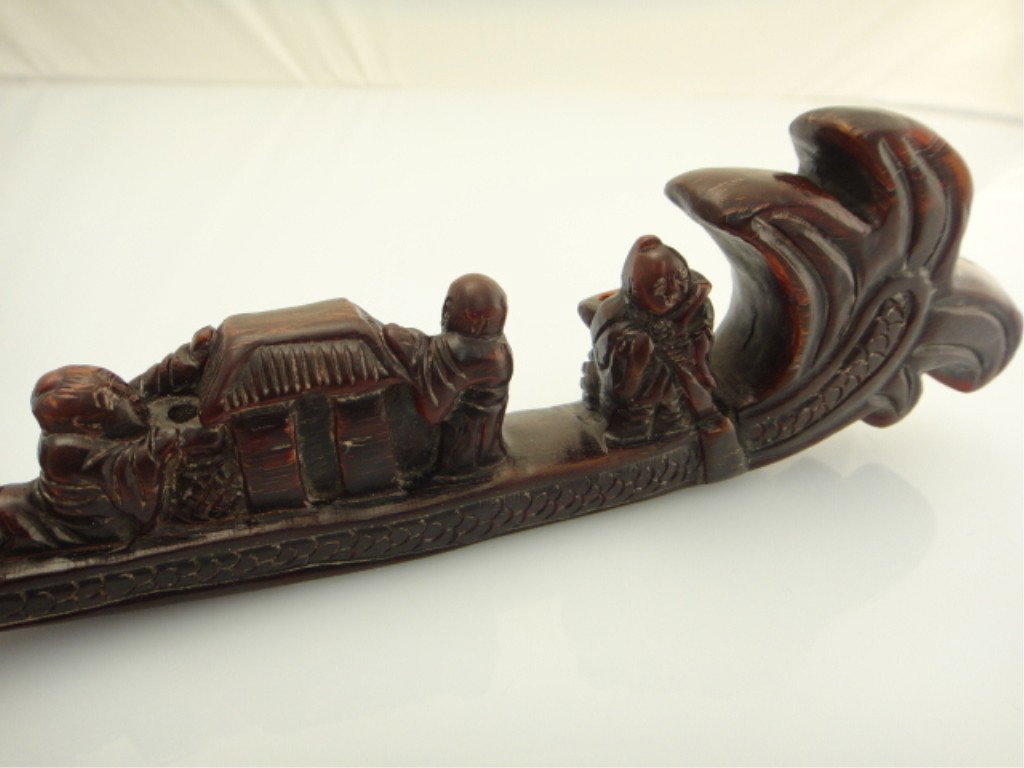 Chinese Rhinoceros Horn Carved Dragon Boat - 7