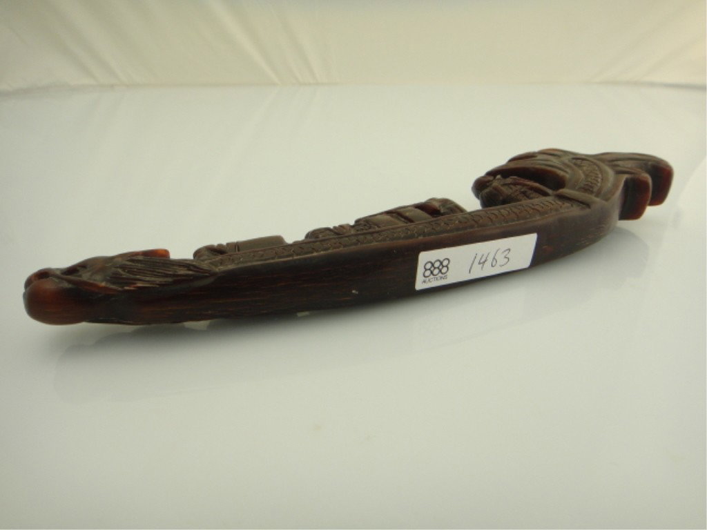 Chinese Rhinoceros Horn Carved Dragon Boat - 8