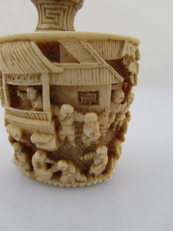 Antique Chinese Openwork Carved Ivory Snuff Bottl - 5