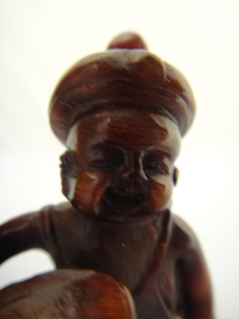 19th/20th C. Carved Horn Snuff Bottle in Boy Form - 5