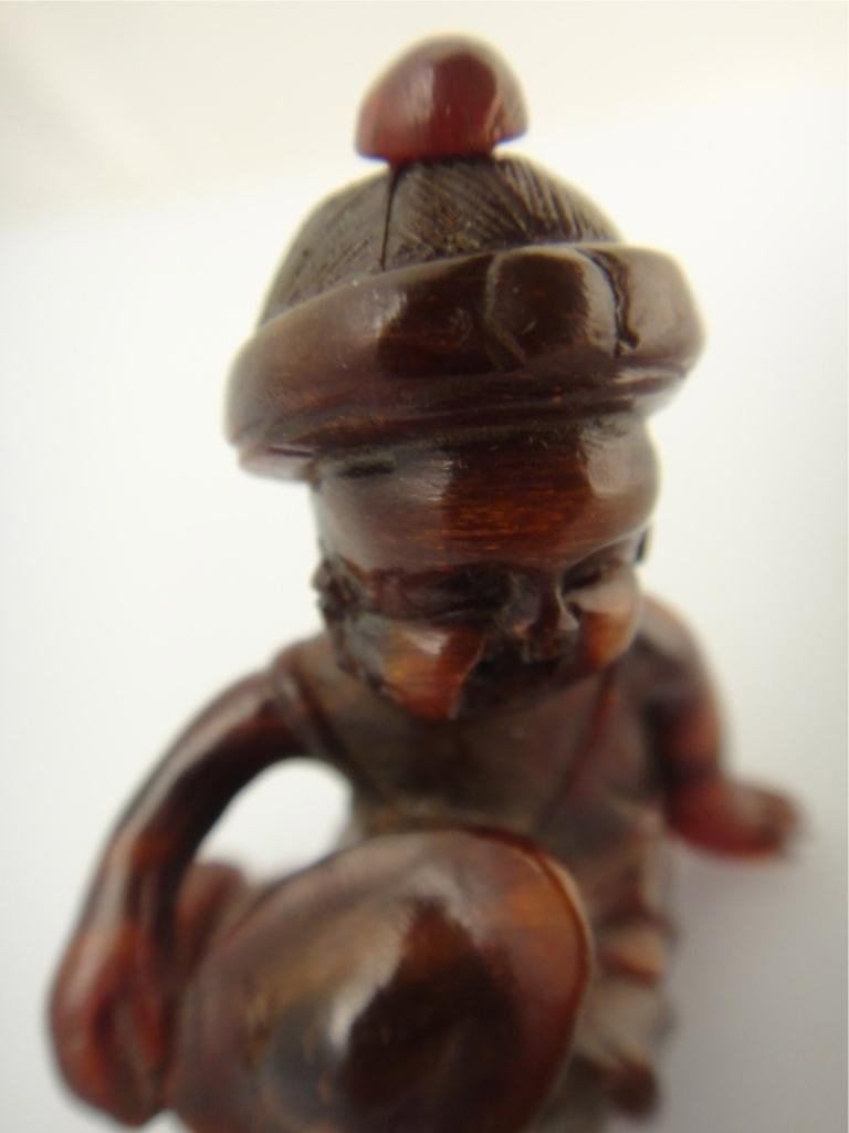 19th/20th C. Carved Horn Snuff Bottle in Boy Form - 6