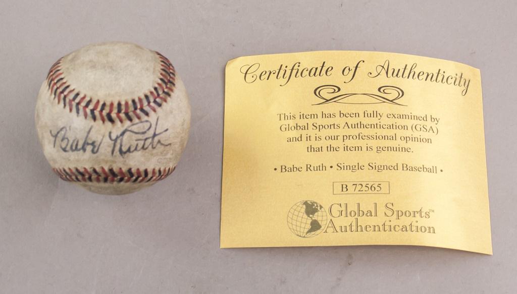 Baseball Signed Babe Ruth with COA B725665 (1 of 5)