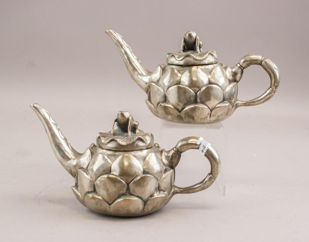 Lot of 2 Chinese Silvered Tea Pots (1 of 7)